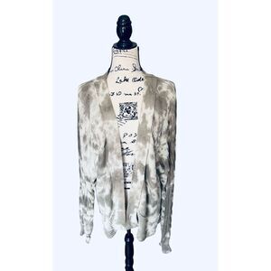 Gilded Intent Buckle Tie Dye Cardigan Sweater L Cotton Open Front Cable Knit